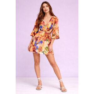 Maeve Anthropologie Silk Floral Wrap Dress Size 2 Boho Mini